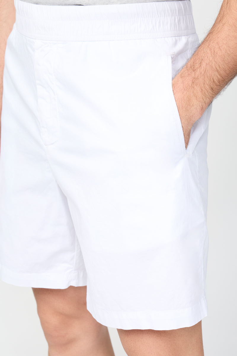 Fitted Cotton And Linen Shorts - White - Men