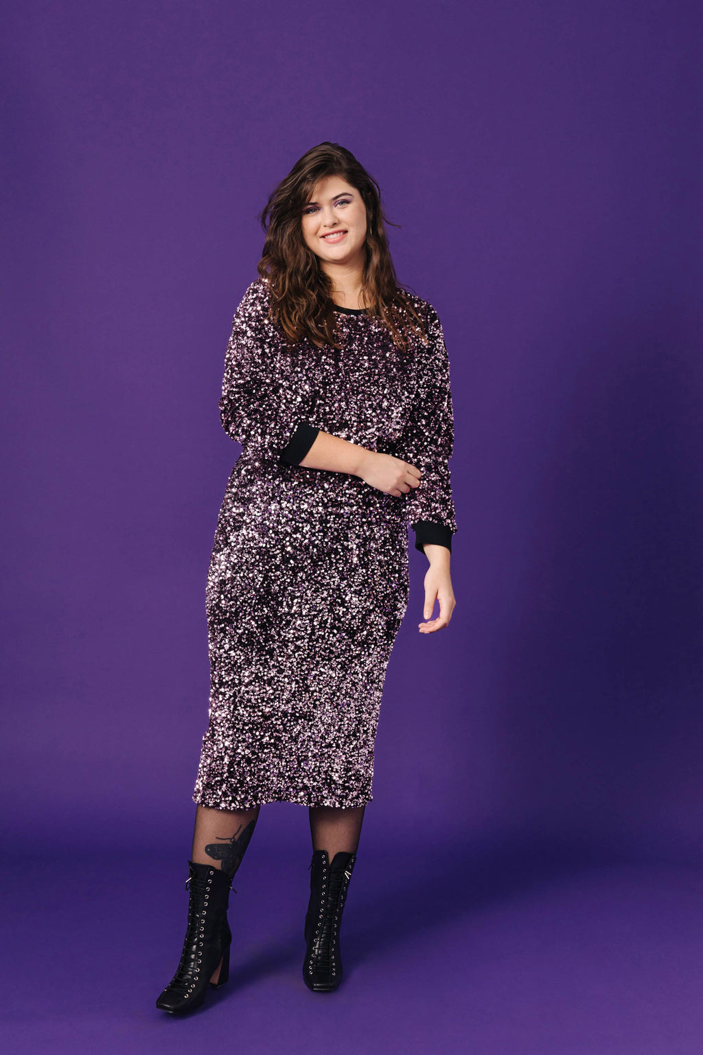 Sarah Pink Sequin Skirt - Pink Sequins