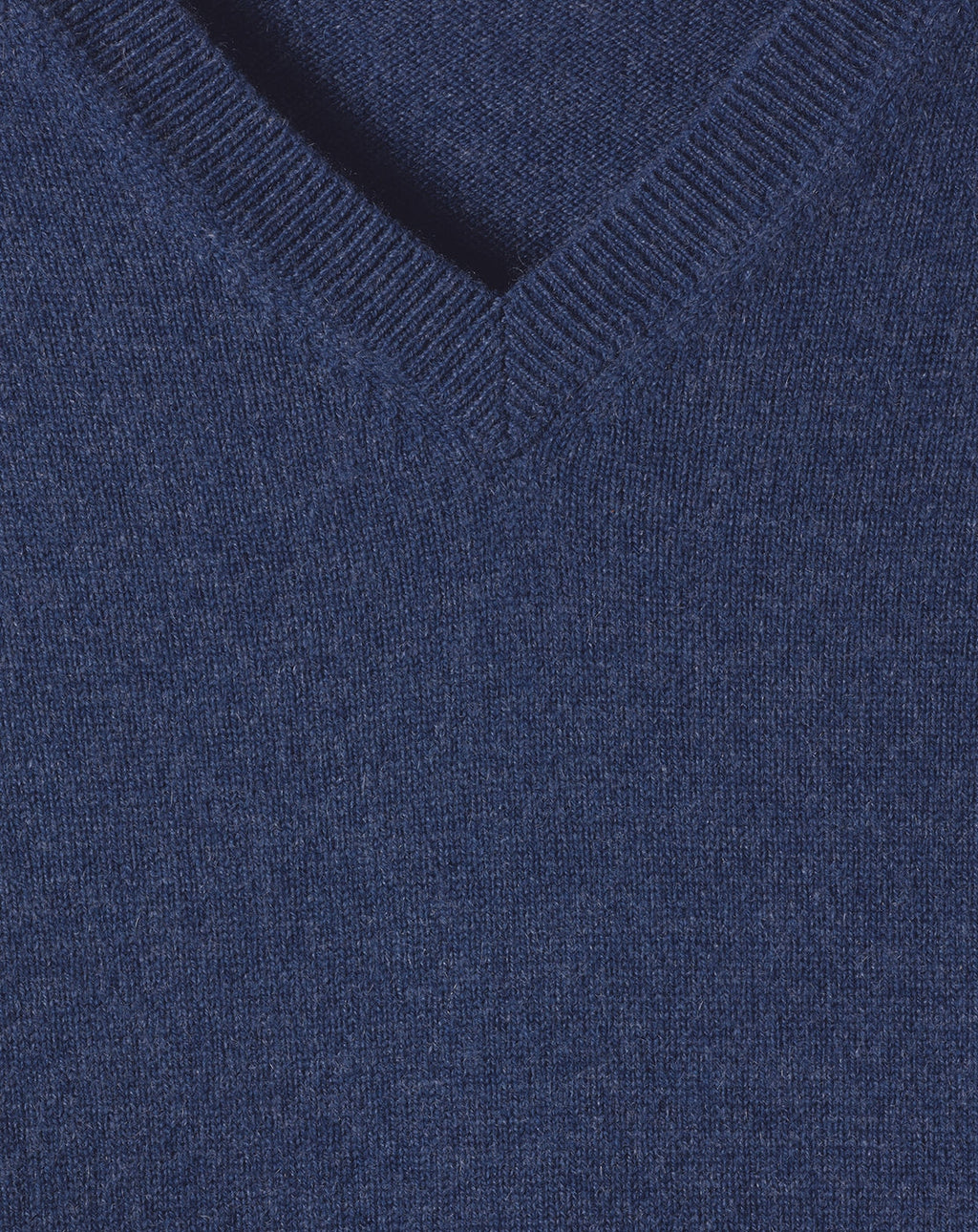Slim V-Neck Jumper With Hammer Armholes - Indigo - Men
