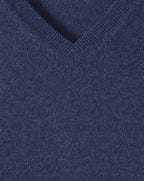 Slim V-Neck Jumper With Hammer Armholes - Indigo - Men