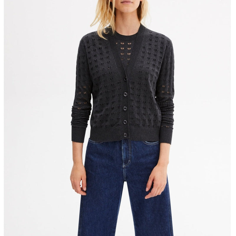 Eric Bompard - Gilet Point Cœur Coton Bio Et Cachemire - Anthracite - Femme