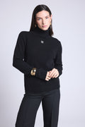 Sweter Z Golfem Z Monogramem Monogramme – Czarno-Biały – Damski – 100% Kaszmir