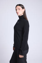 Sweter Z Golfem Z Monogramem Monogramme – Czarno-Biały – Damski – 100% Kaszmir