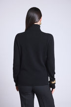 Sweter Z Golfem Z Monogramem Monogramme – Czarno-Biały – Damski – 100% Kaszmir