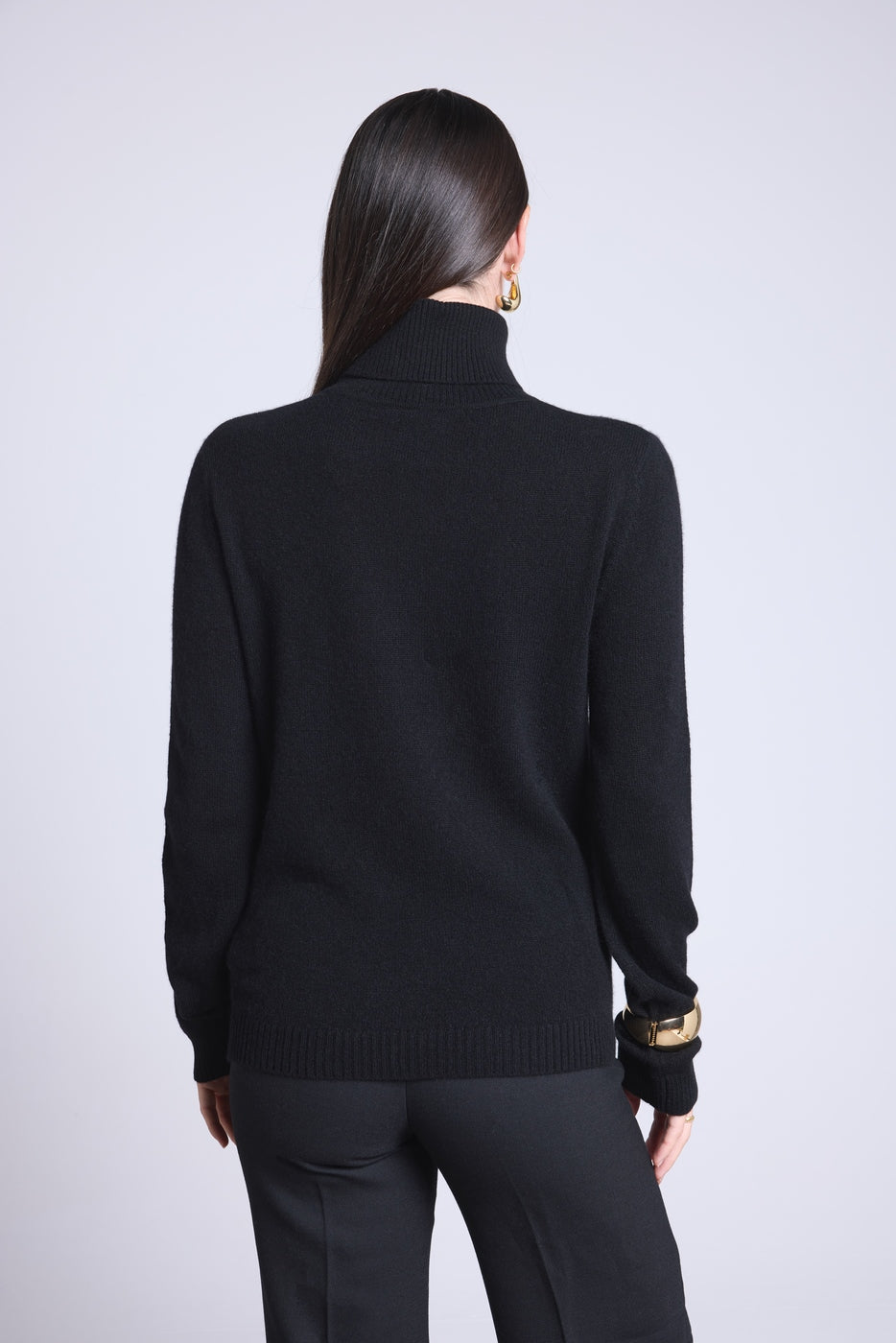 Sweter Z Golfem Z Monogramem Monogramme – Czarno-Biały – Damski – 100% Kaszmir