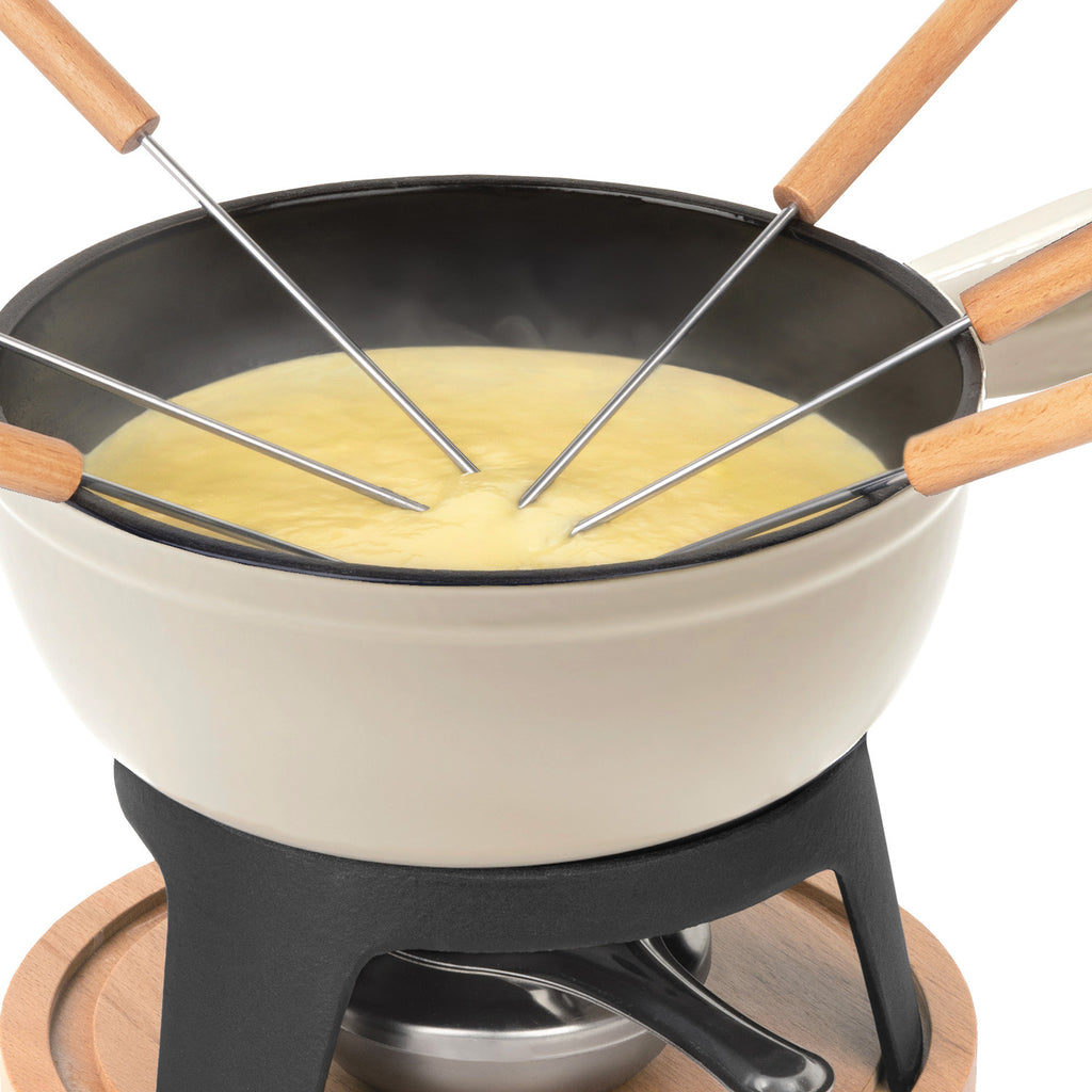 Cast Iron Fondue Set for 6 People - Beige