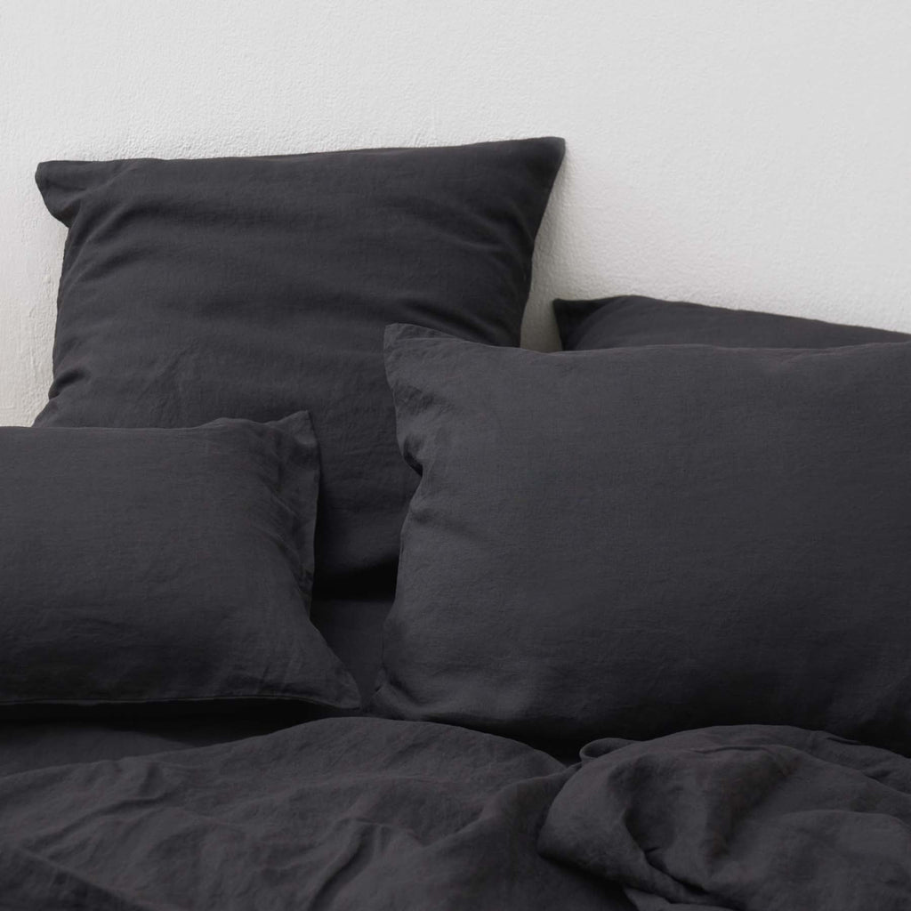 2 Fundas de Almohada - De Lino Lavado 190 G/M² - Gris Grafito