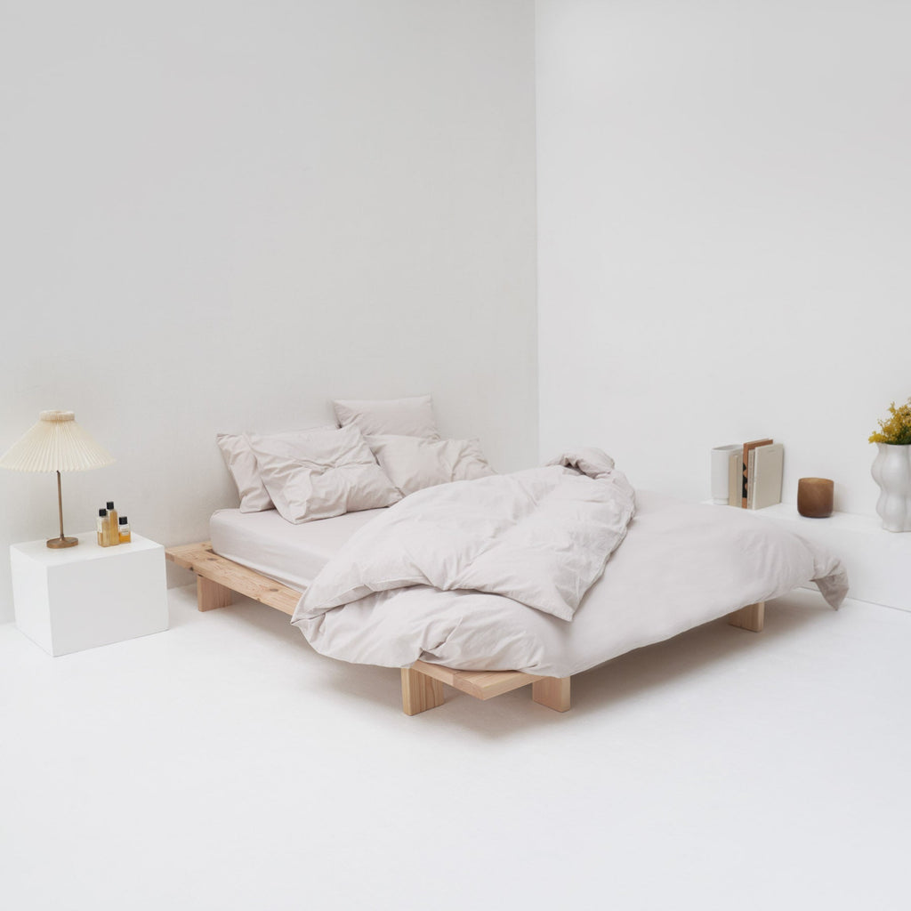 ropa de cama de alta gama percal lavado algodón egipcio beige más