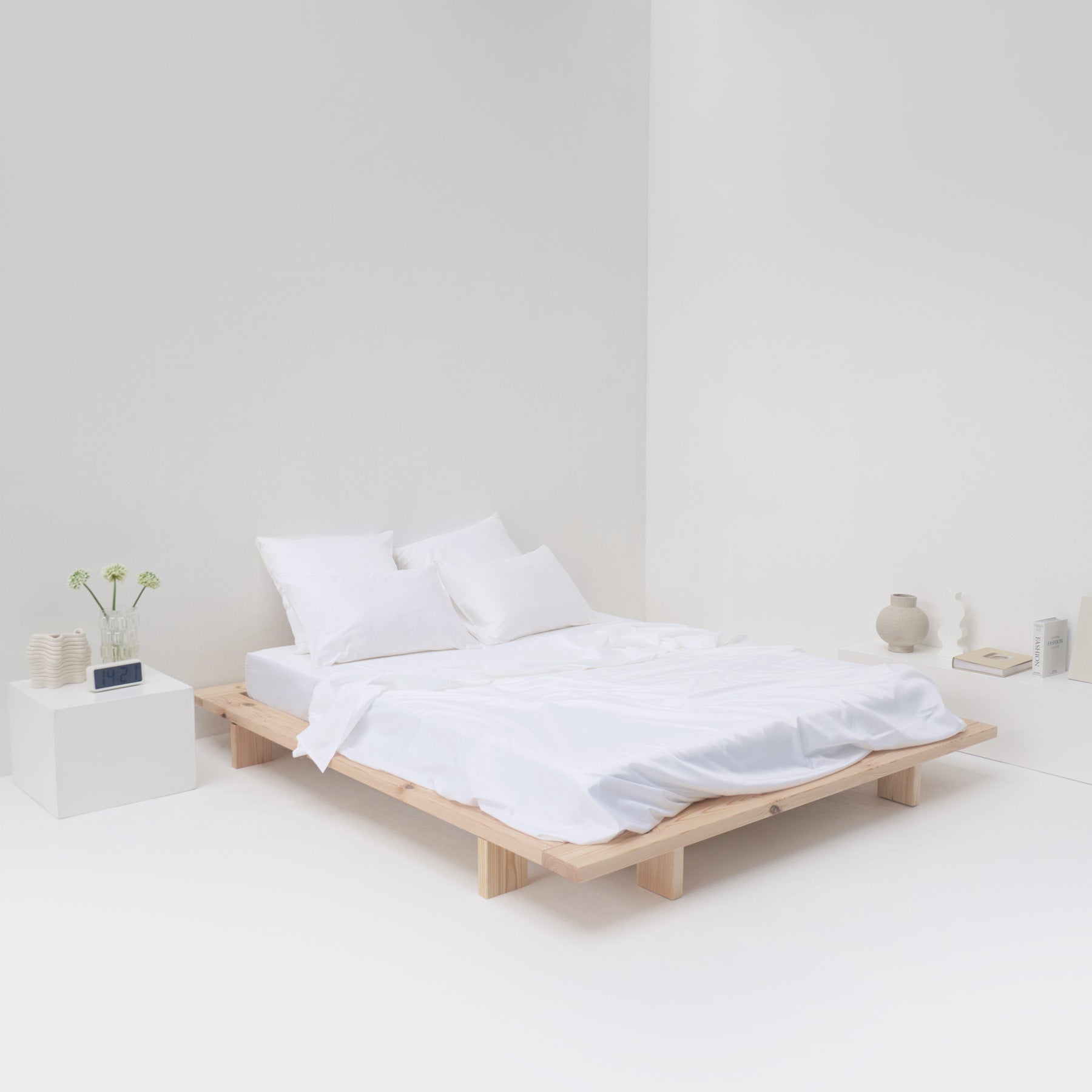 Drap Plat - En Satin De Coton Égyptien 300 Fils - Blanc