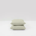 2 Taies D'Oreiller - En Percale De Coton Lavé 300 Fils - Vert Sauge