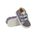 Pom d'Api – Pom D'Api - Mousse Easy Top - Jasny Fiolet/Panterka, buty dziecięce, szaro-fioletowe, na rzepy, widok z przodu