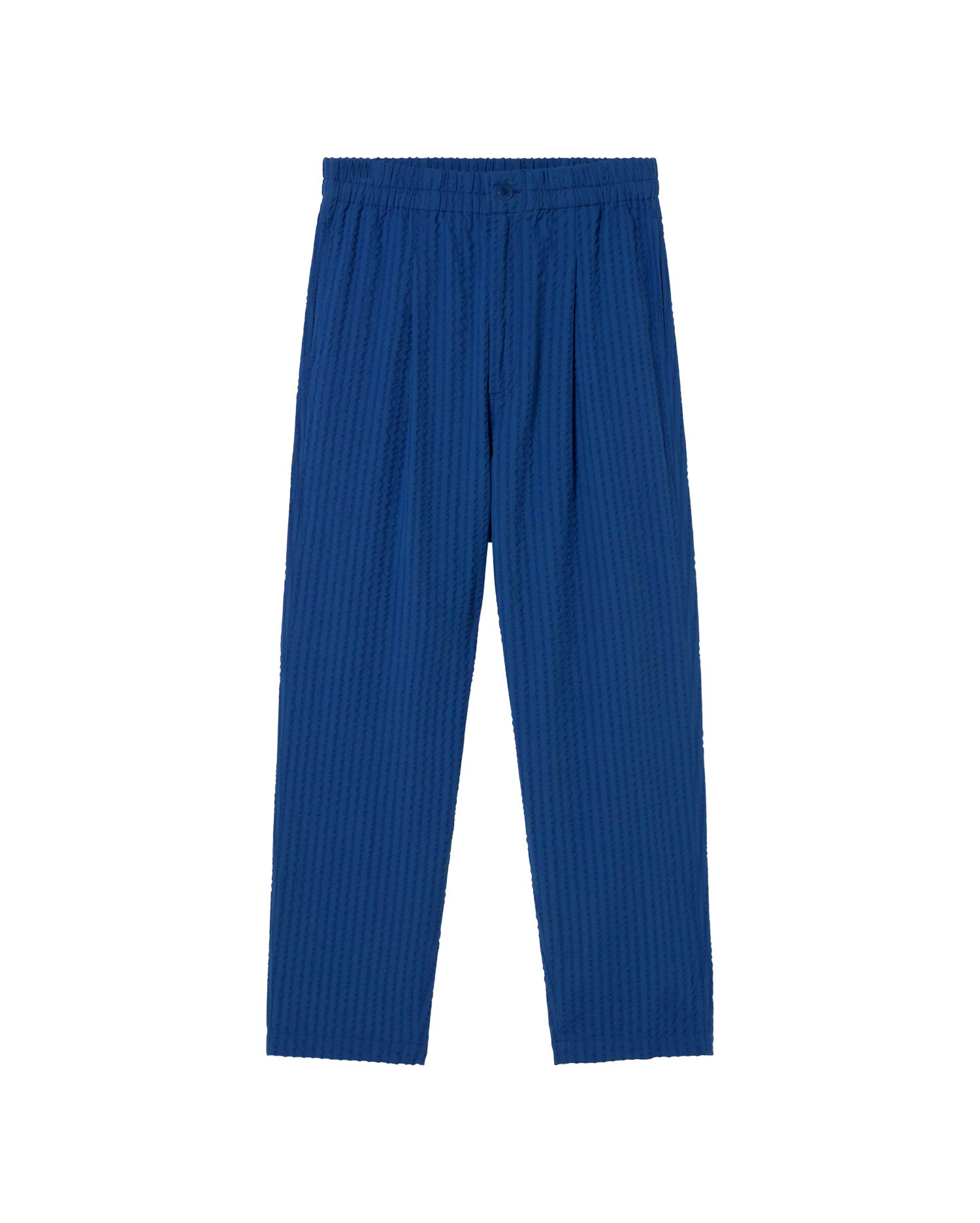 Pantalón Luc sostenible azul seersucker - silueta 1