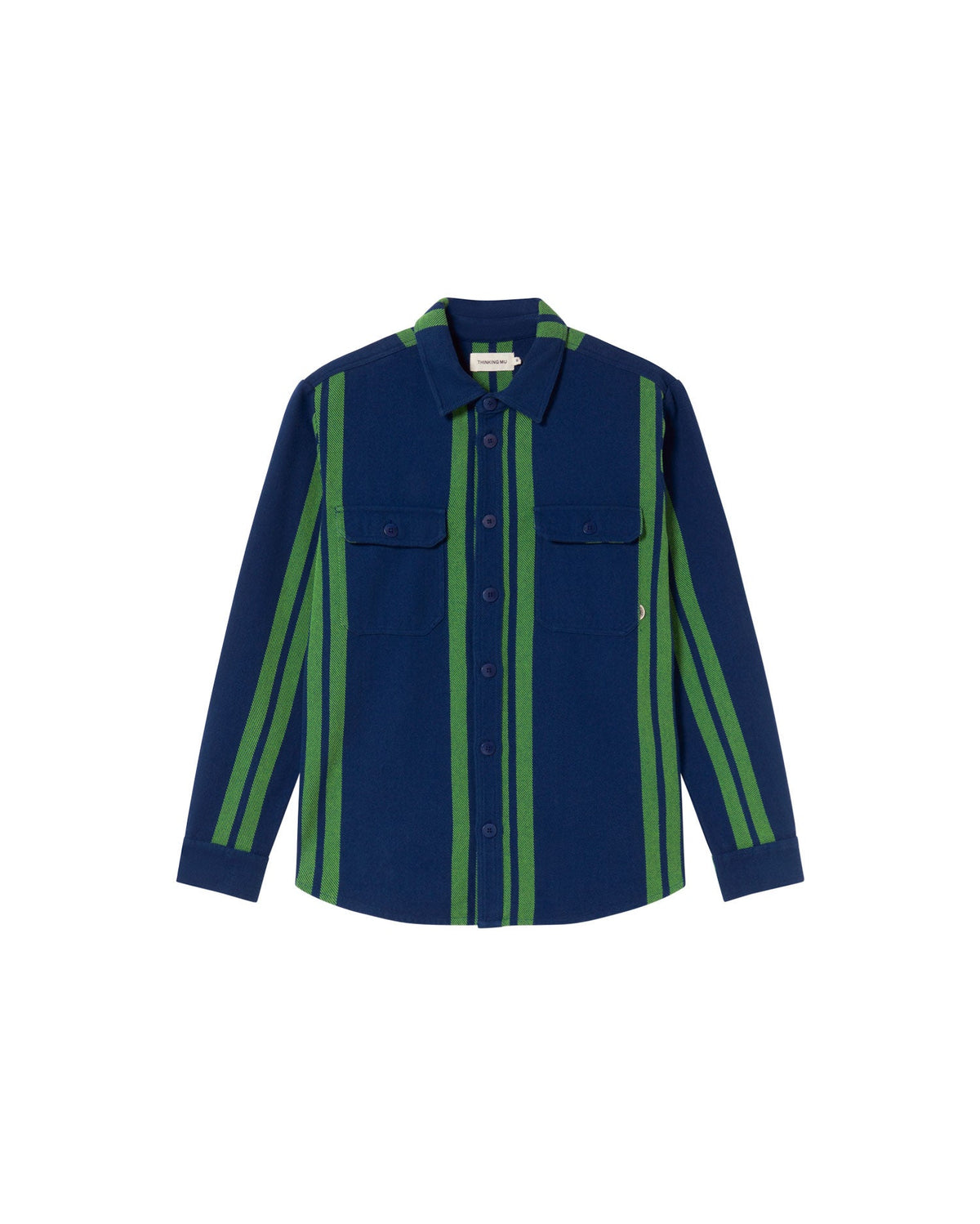 Sobrecamisa blu college blanket Lucas sostenibile-silhouette-1