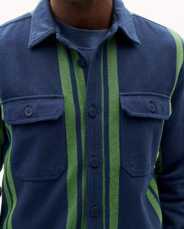 Bæredygtig blå college blanket Lucas-overshirt-3