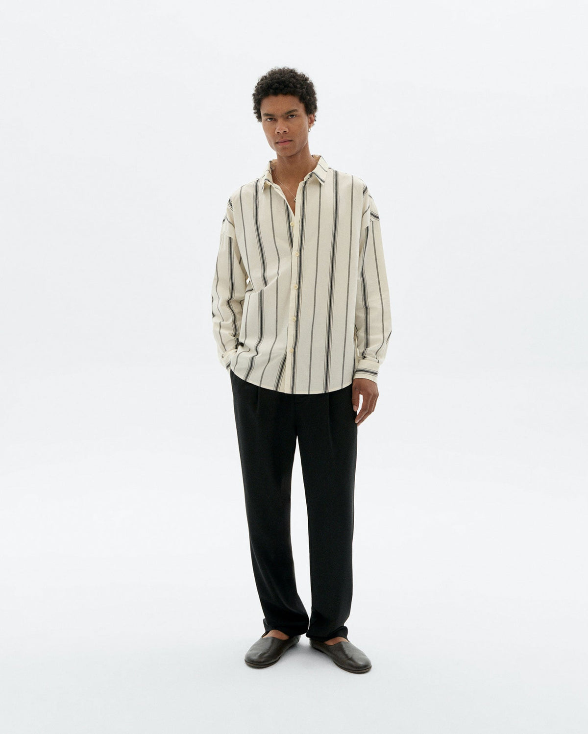 Chemise À Rayures Noires Haru - Blanc