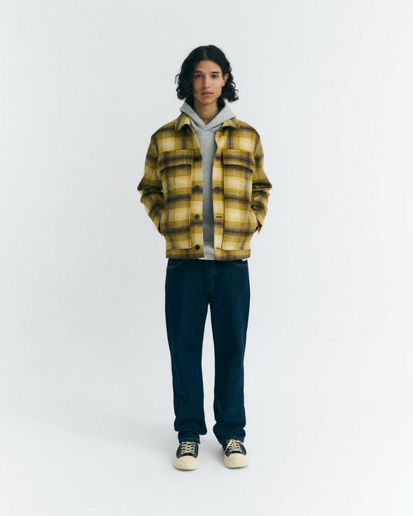 Omar sustainable yellow checked wool overshirt - 2