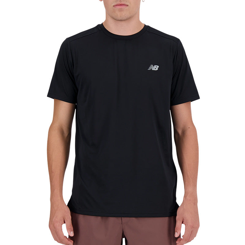 New Balance Hombre Camiseta Mt4122 - Negro, Blanco