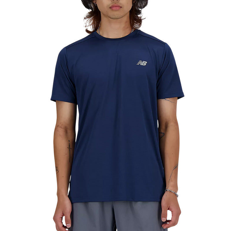 New Balance Hombre Camiseta - Azul Marino, Plata