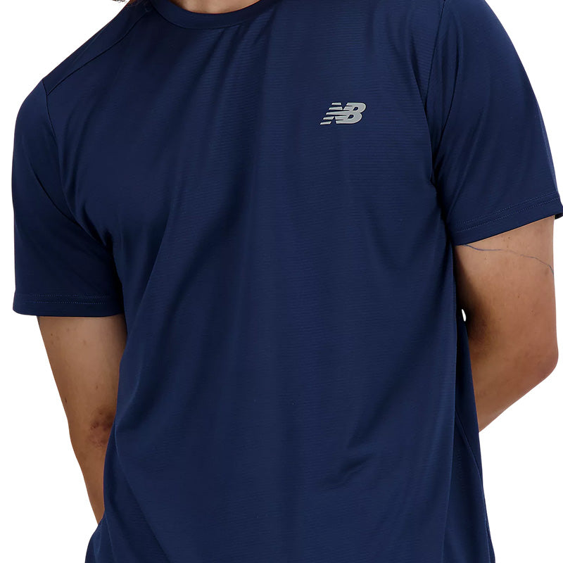 New Balance Hombre Camiseta - Azul Marino, Plata