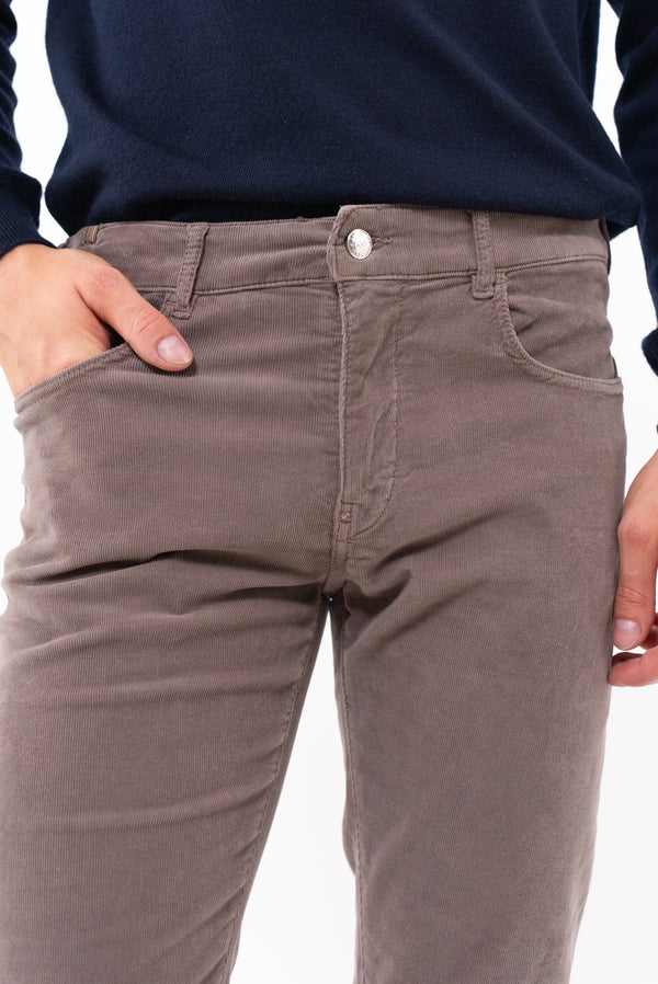 Rechte Slim-Fit Broek Nobilis Corduroy - Taupe - Heren