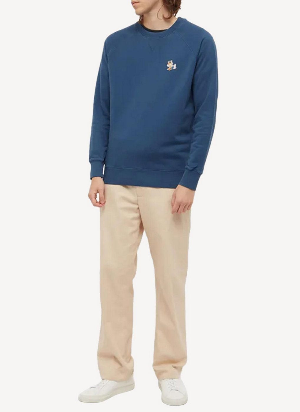 Maison Kitsune - Dressed Fox Patch Classic Sweatshirt - Blue Denim - Men's