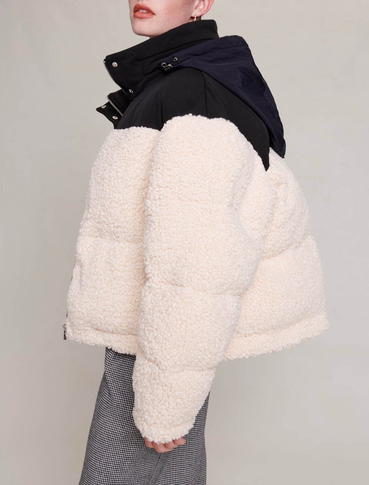 Maje - Down Jacket - Ecru And Black