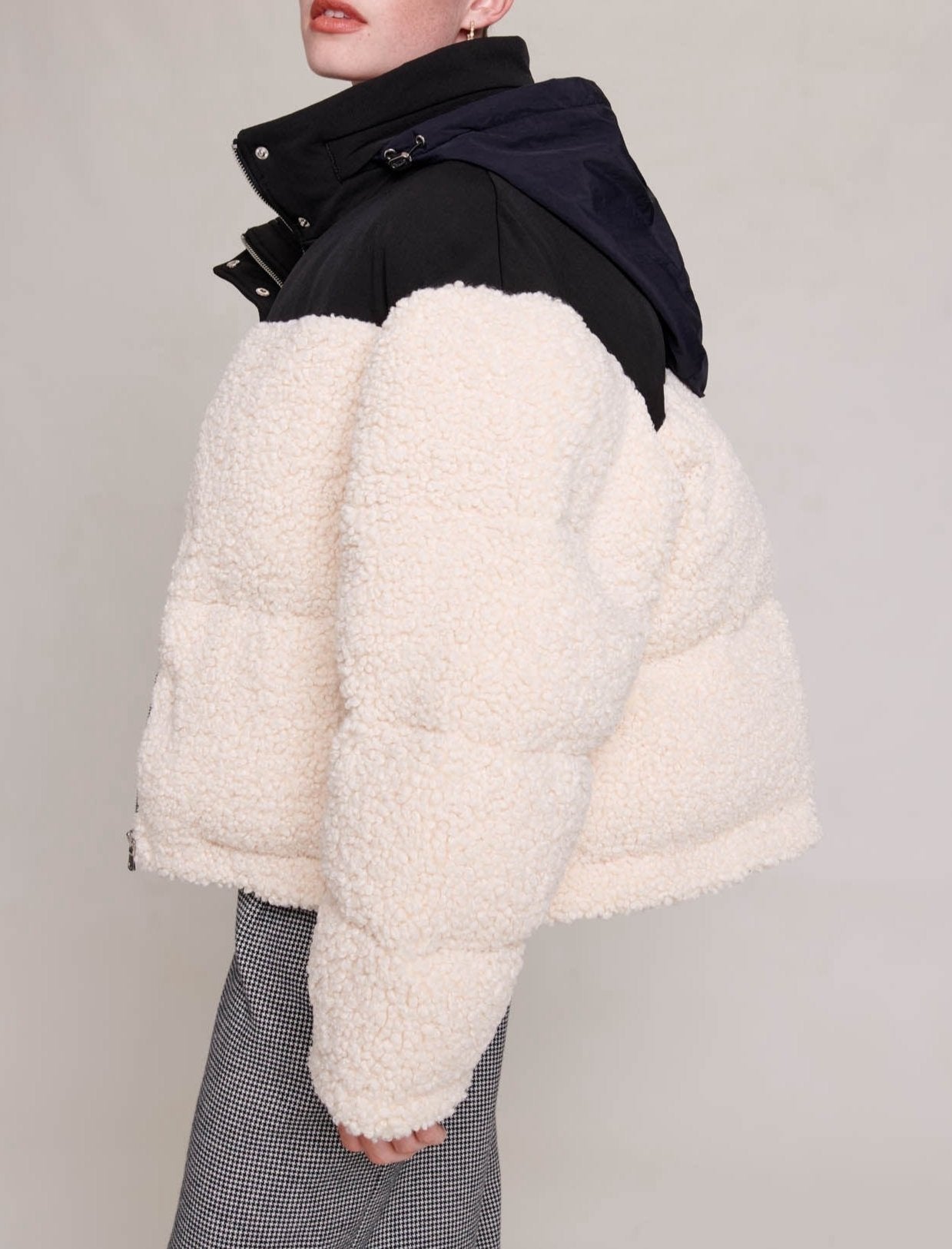 Maje - Down Jacket - Ecru And Black