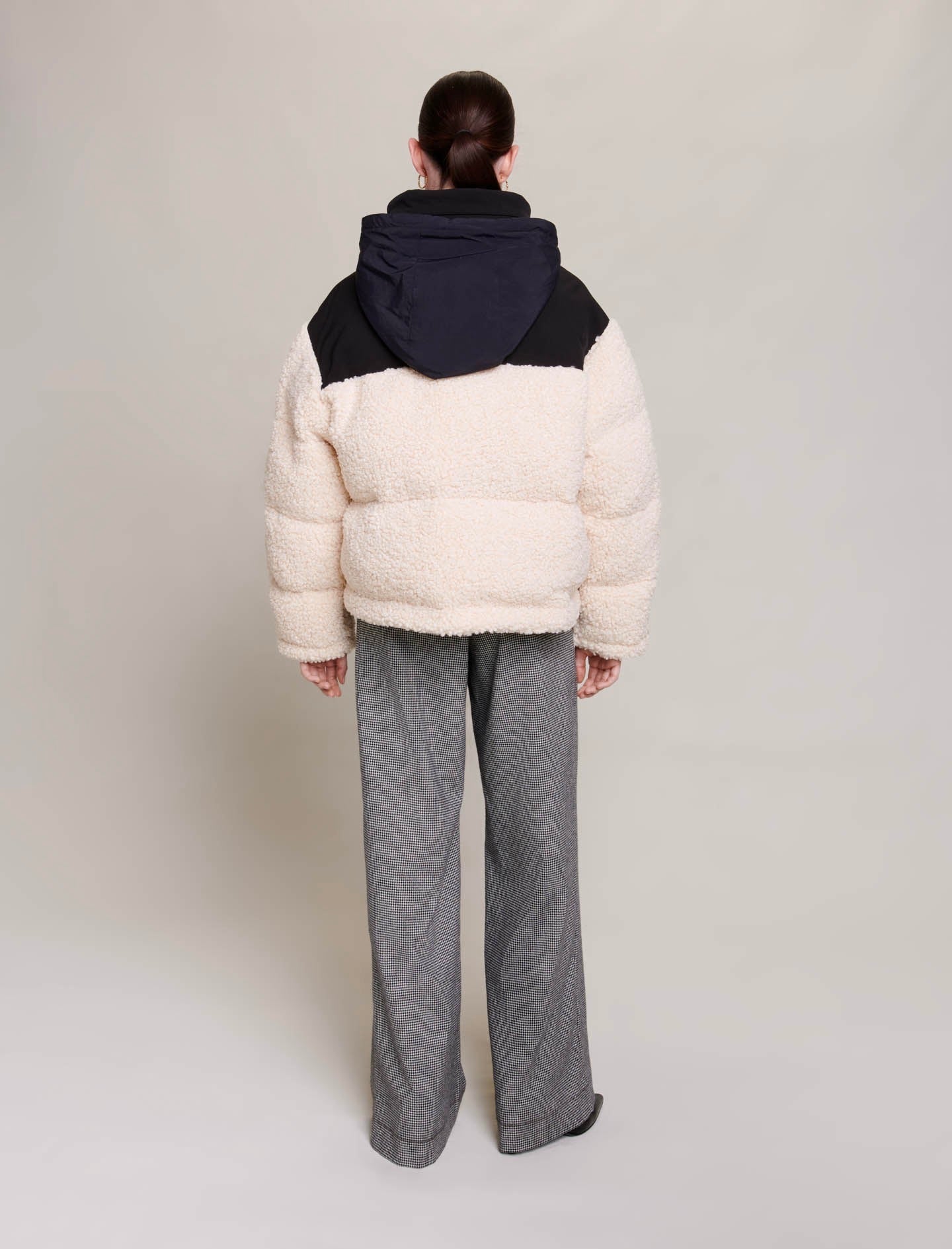 Maje - Down Jacket - Ecru And Black