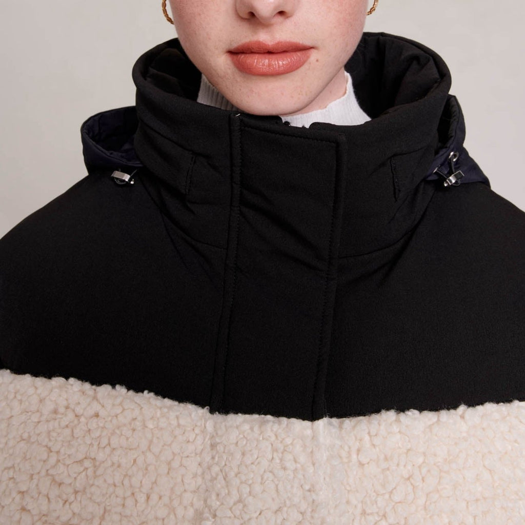 Maje - Down Jacket - Ecru And Black