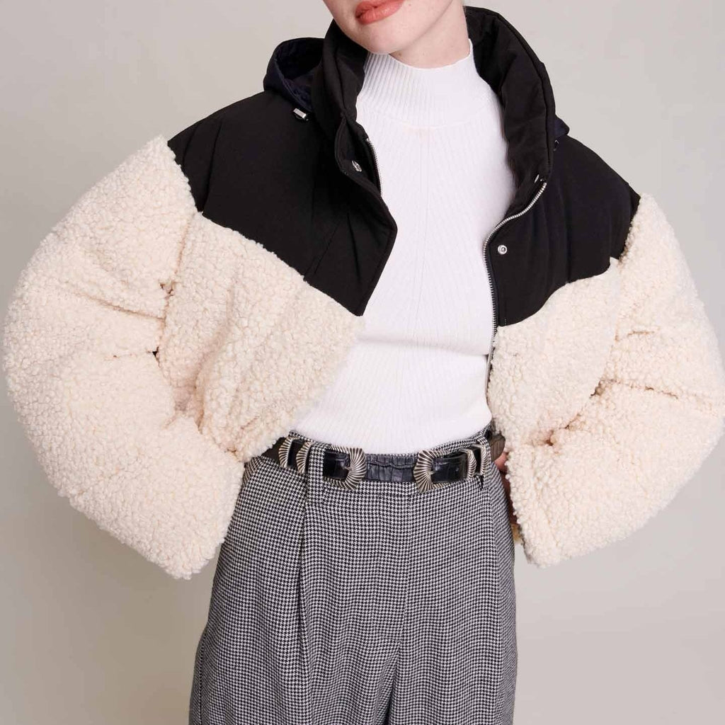 Maje - Down Jacket - Ecru And Black