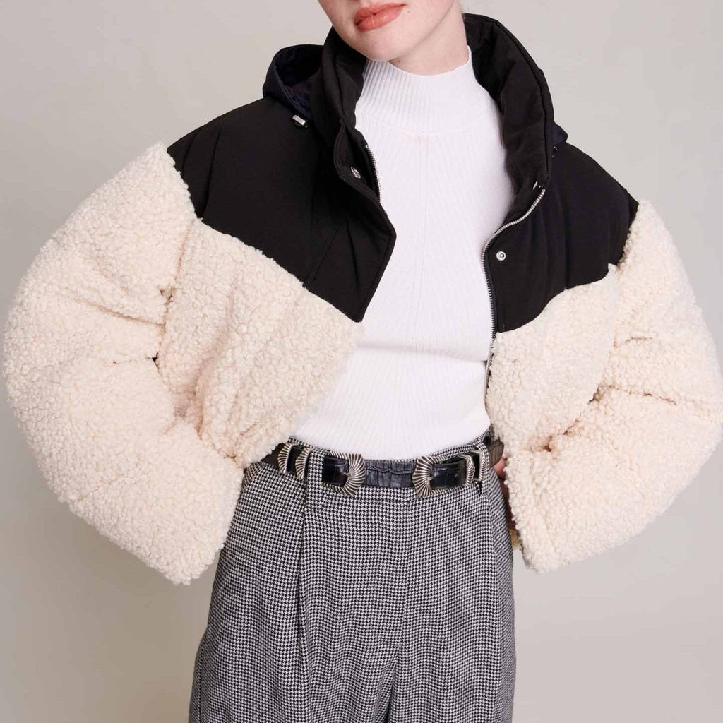Maje - Down Jacket - Ecru And Black