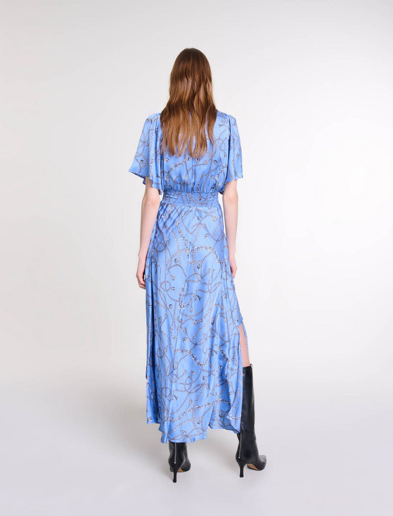 Vestido Racheliani - Estampado de cadena azul