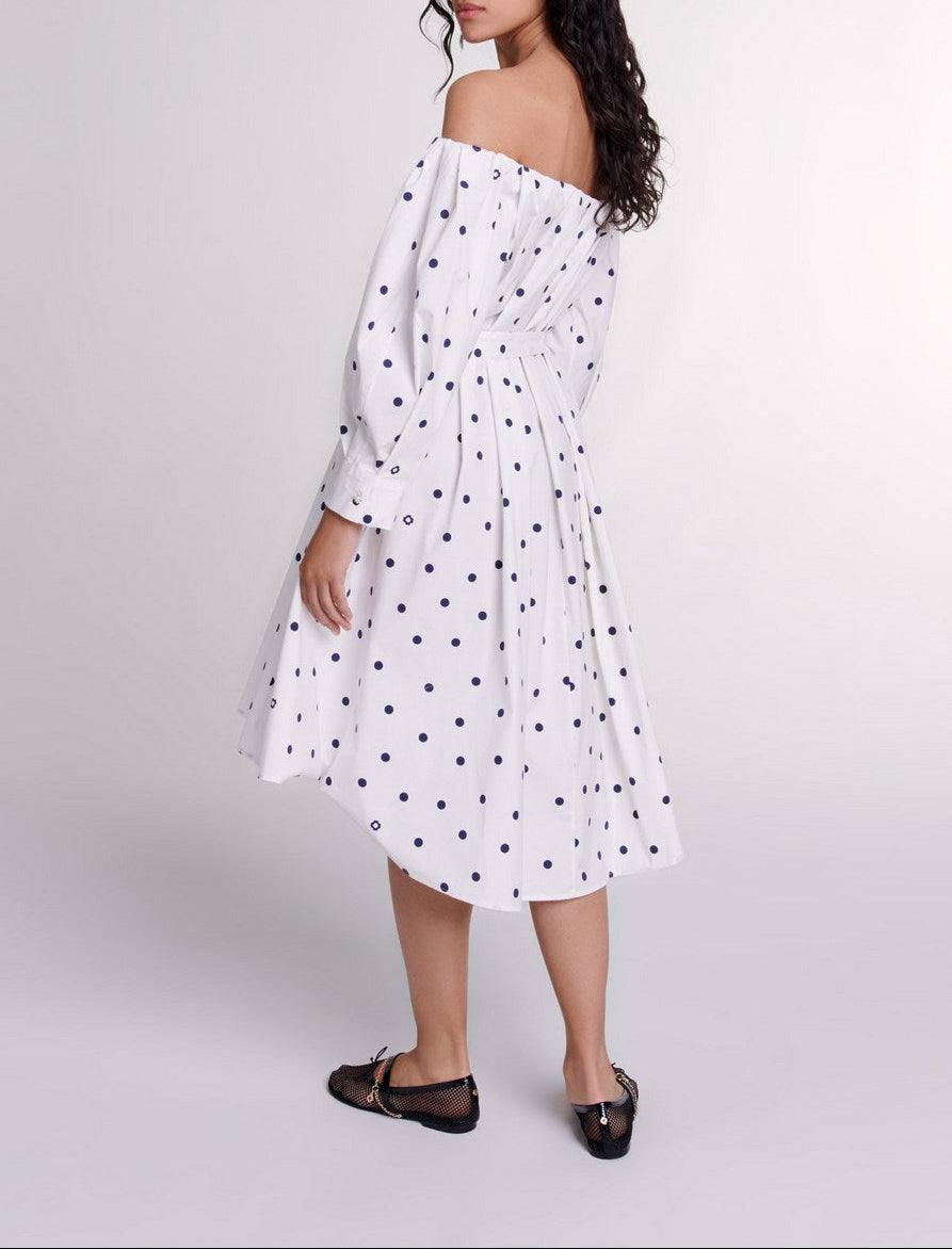 Dress Ranina - Navy and White Polka Dot