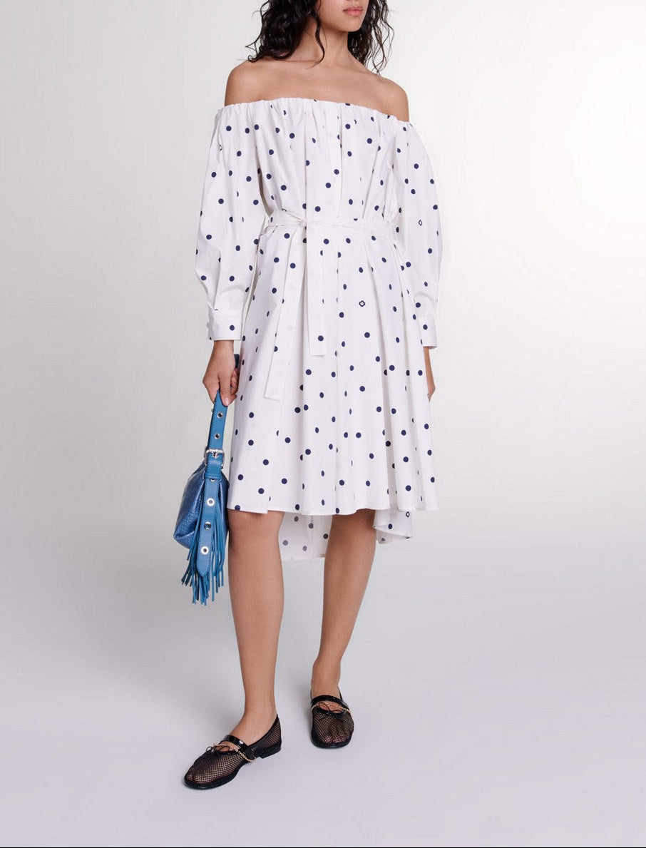 Dress Ranina - Navy and White Polka Dot