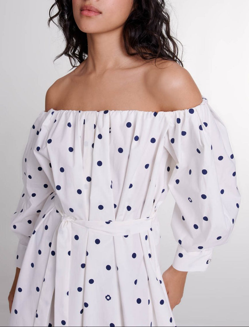 Dress Ranina - Navy and White Polka Dot