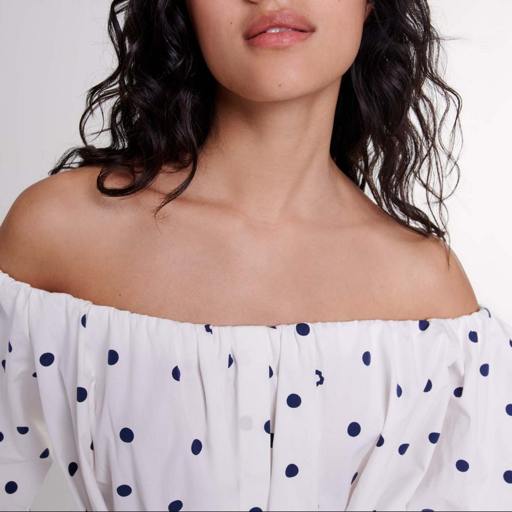 Dress Ranina - Navy and White Polka Dot