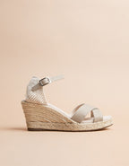Espadrilles Mi-Talon Minorque Bride - Toile Lin - Femme