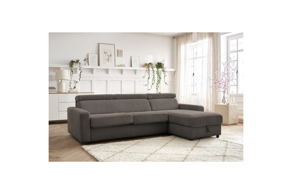 Canapé D'Angle Réversible Convertible Coffre - 140x190 - Monaco - Velours Côtelé
