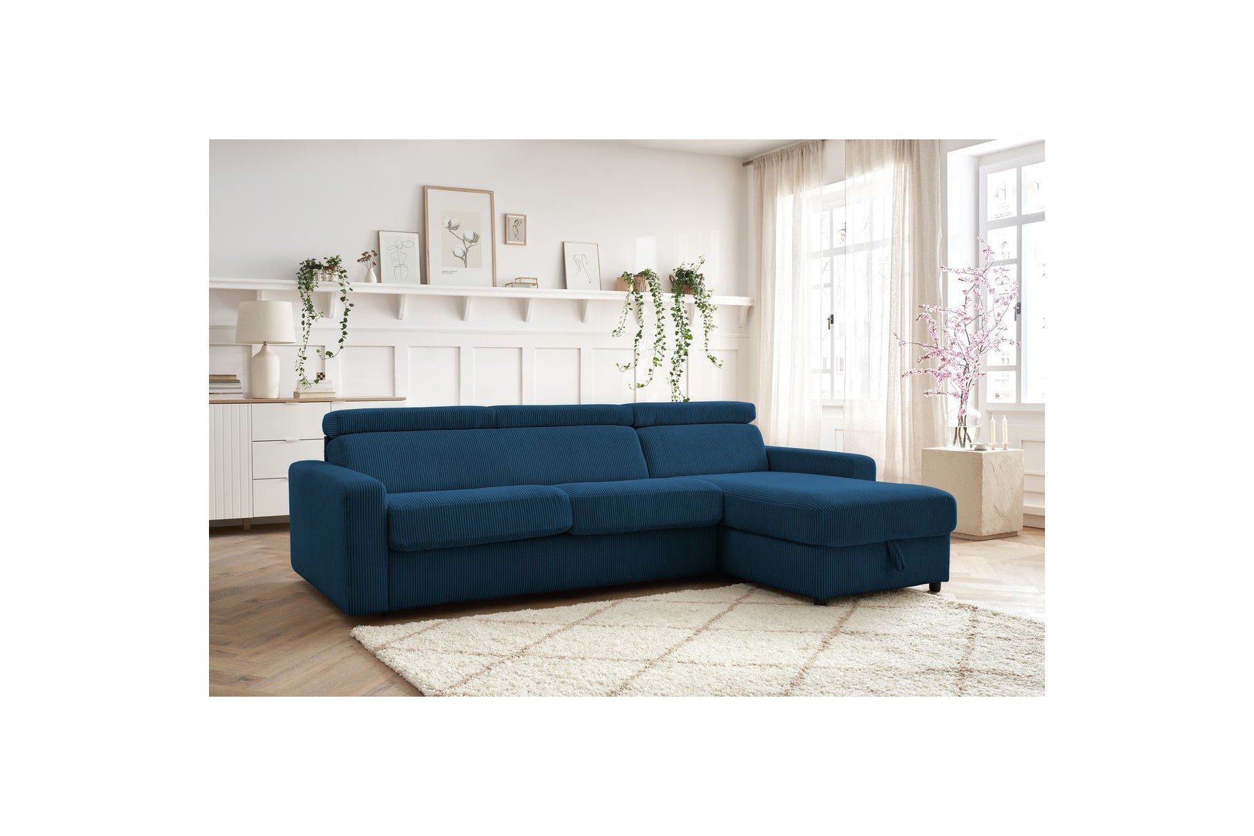 Canapé D'Angle Réversible Convertible Coffre - 140x190 - Monaco - Velours Côtelé