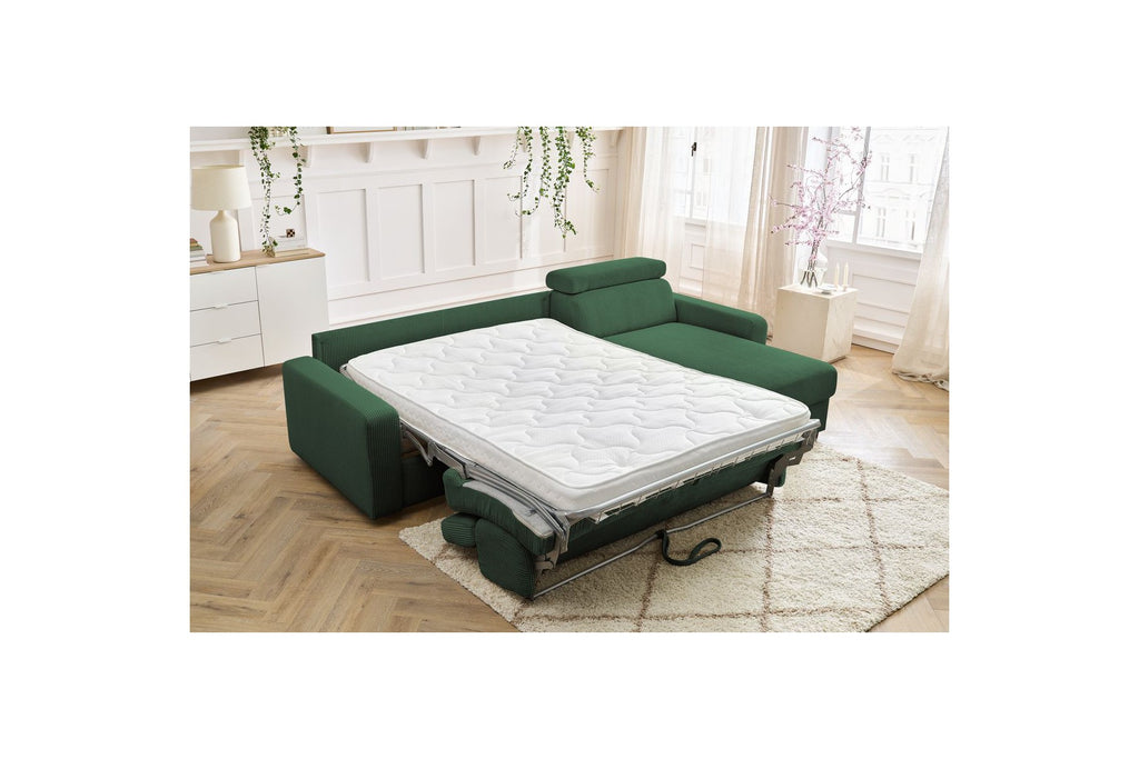 Canapé D'Angle Réversible Convertible Coffre - 140x190 - Monaco - Velours Côtelé