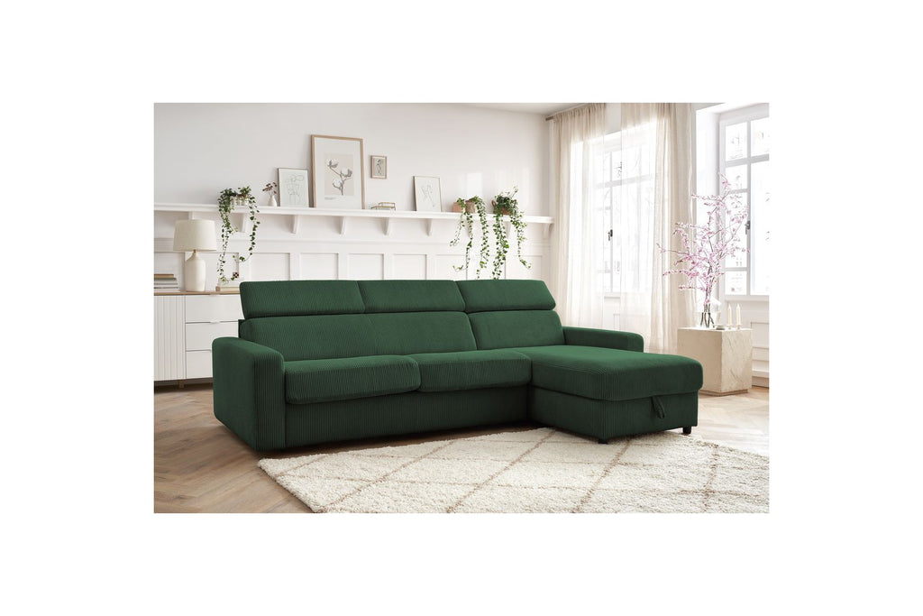 Canapé D'Angle Réversible Convertible Coffre - 140x190 - Monaco - Velours Côtelé