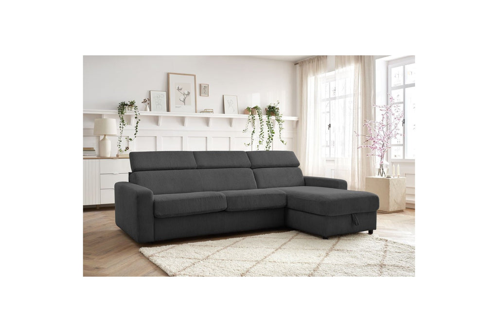 Canapé D'Angle Réversible Convertible Coffre - 140x190 - Monaco - Velours Côtelé