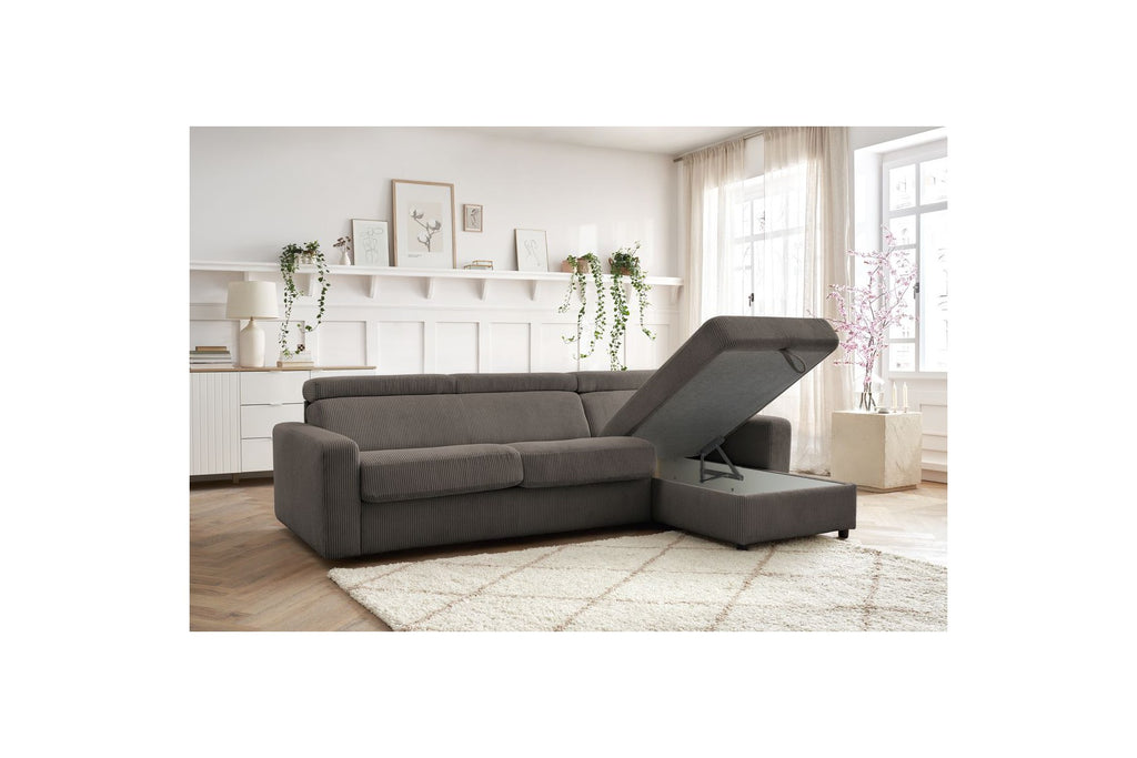 Canapé D'Angle Réversible Convertible Coffre - 140x190 - Monaco - Velours Côtelé