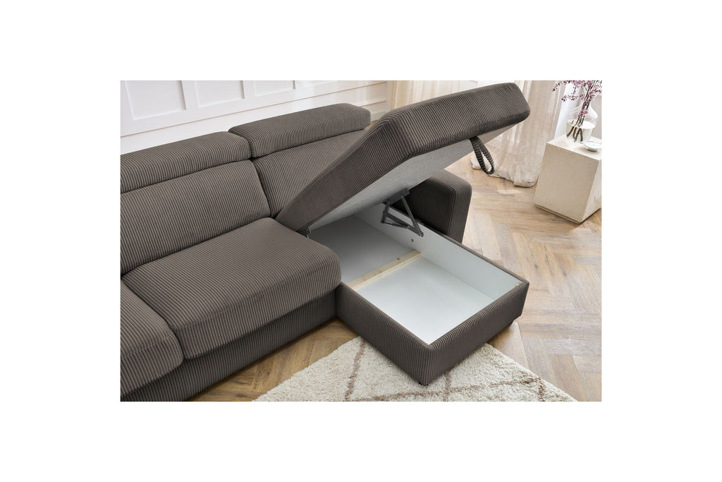 Canapé D'Angle Réversible Convertible Coffre - 140x190 - Monaco - Velours Côtelé