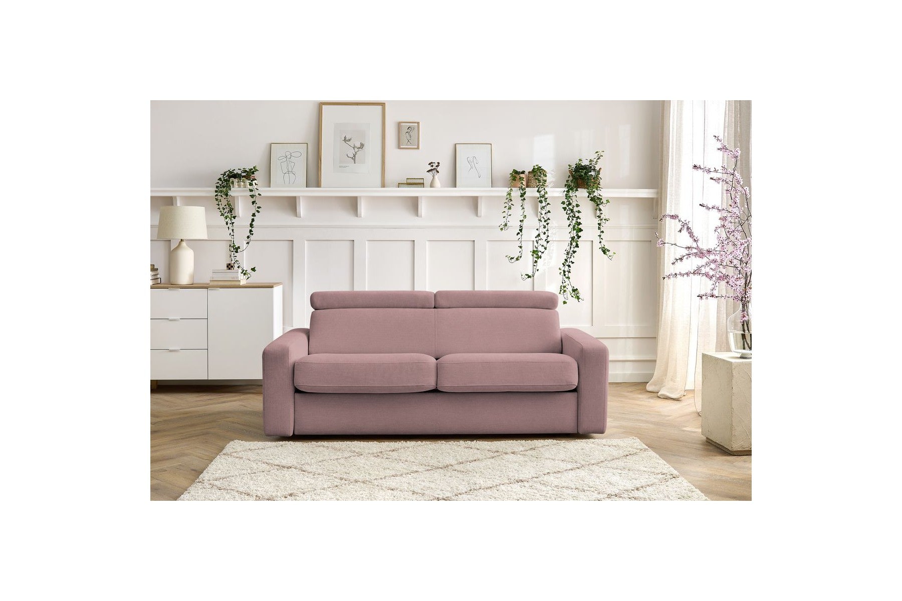 Monaco - Canapé Droit Convertible - 140X190 - Ouverture Express - Tissu Lisse