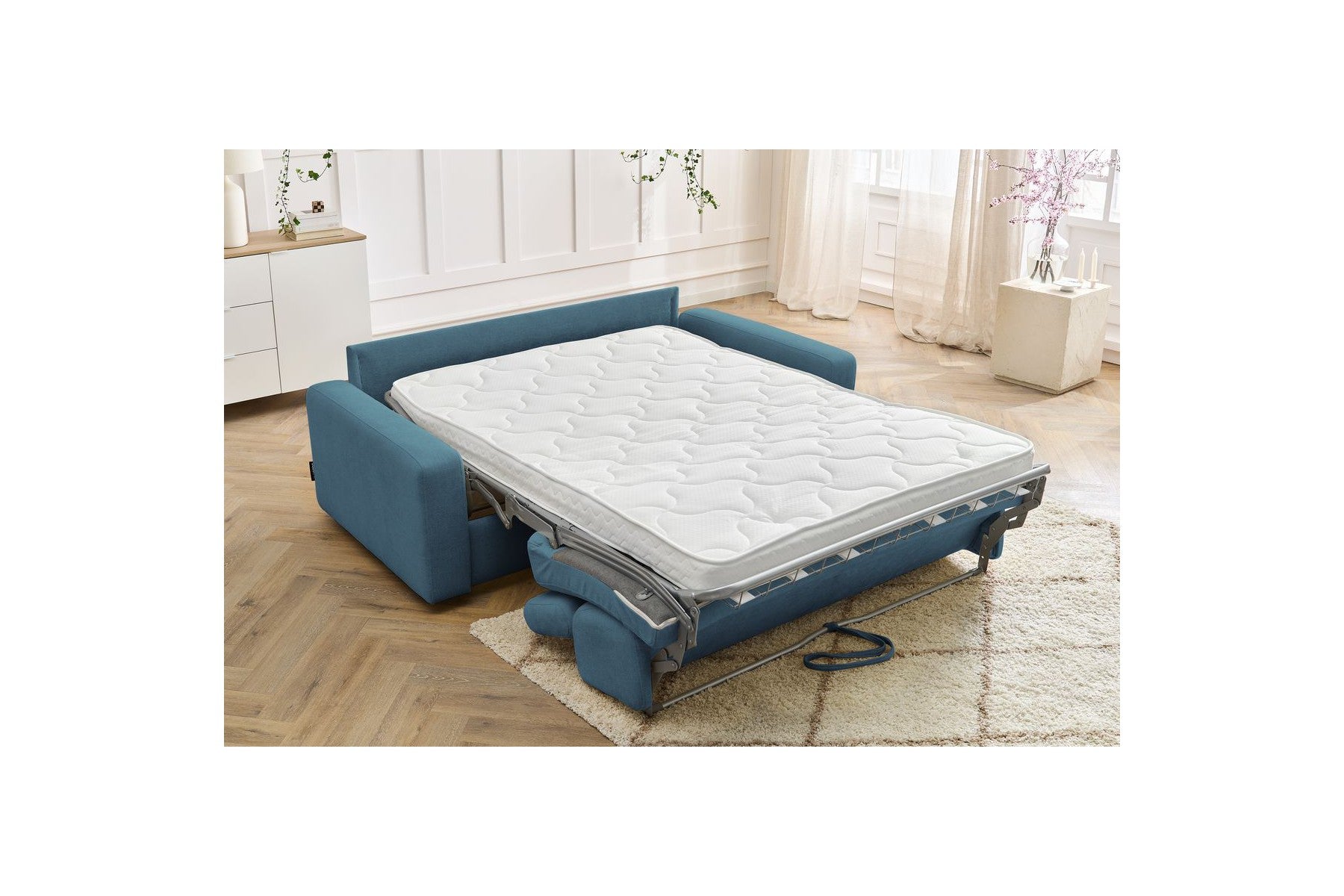 Monaco - Canapé Droit Convertible - 140X190 - Ouverture Express - Tissu Lisse