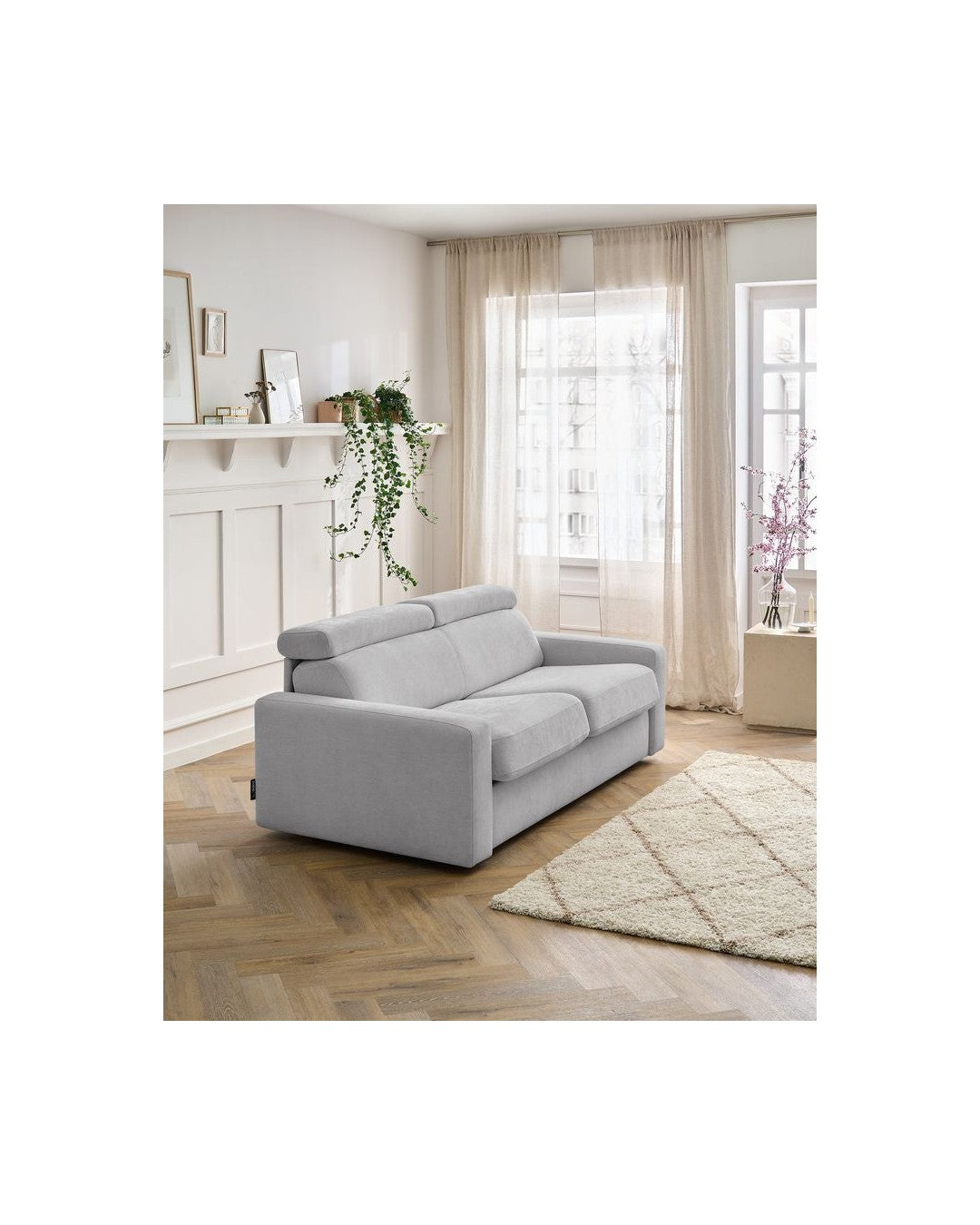 Monaco - Canapé Droit Convertible - 140X190 - Ouverture Express - Tissu Lisse