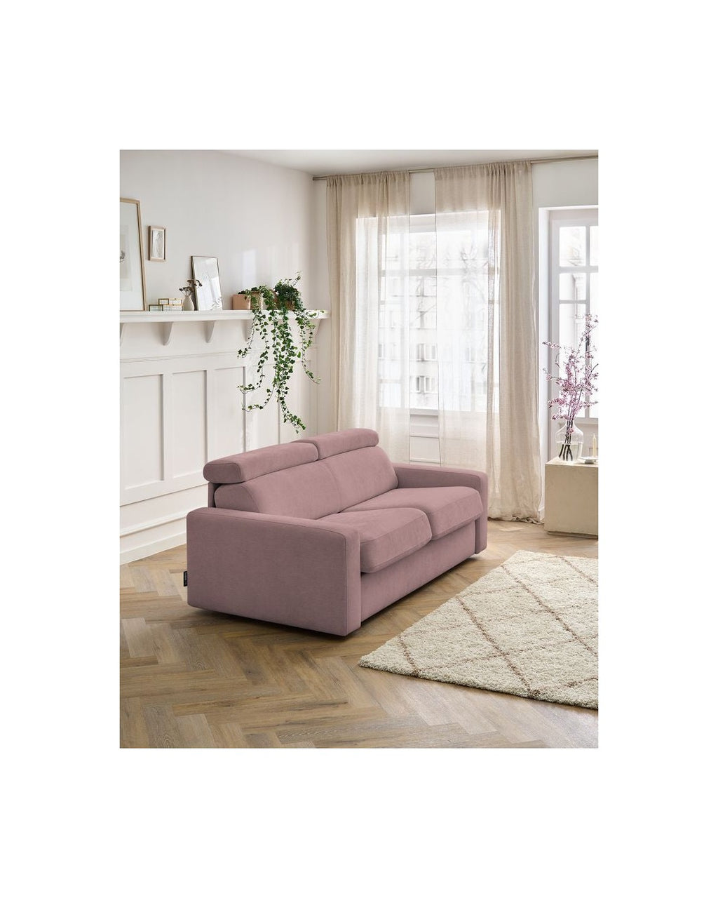 Monaco - Canapé Droit Convertible - 140X190 - Ouverture Express - Tissu Lisse
