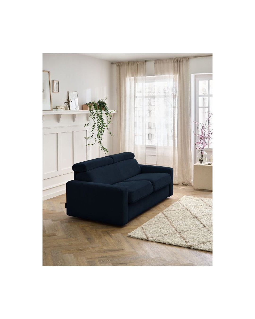 Monaco - Canapé Droit Convertible - 140X190 - Ouverture Express - Tissu Lisse