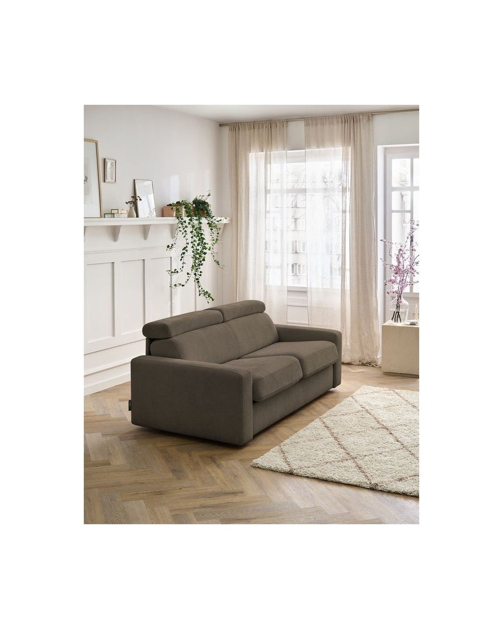 Monaco - Canapé Droit Convertible - 140X190 - Ouverture Express - Tissu Lisse